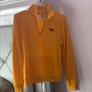 YELLOW ZIP UP PULLOVER SWEATER FROM PINK VS
